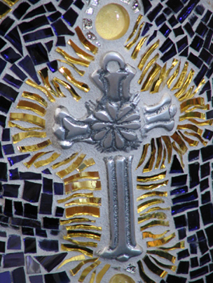 Bless Your Sole halo cross close-up
