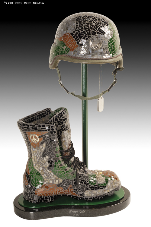 Brave Sole mosaic sculpture