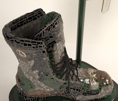 Brave Sole sculpture, left side of boot