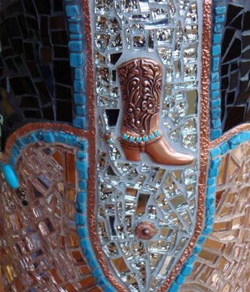 Copper Canyon mosaic boot sculpture