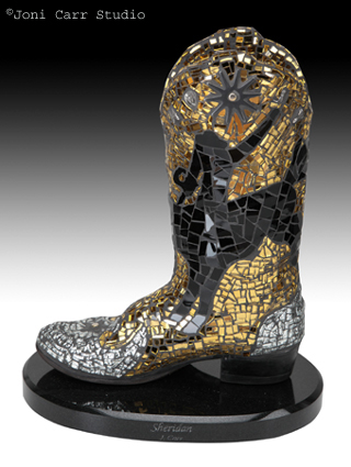Sheridan mosaic boot sculpture