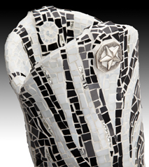 Stripes mosaic sculpture, closeup of top
